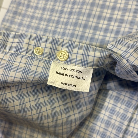 Dunhill mens M Medium blue white check plaid button up casual shirt EUC - Picture 4 of 5
